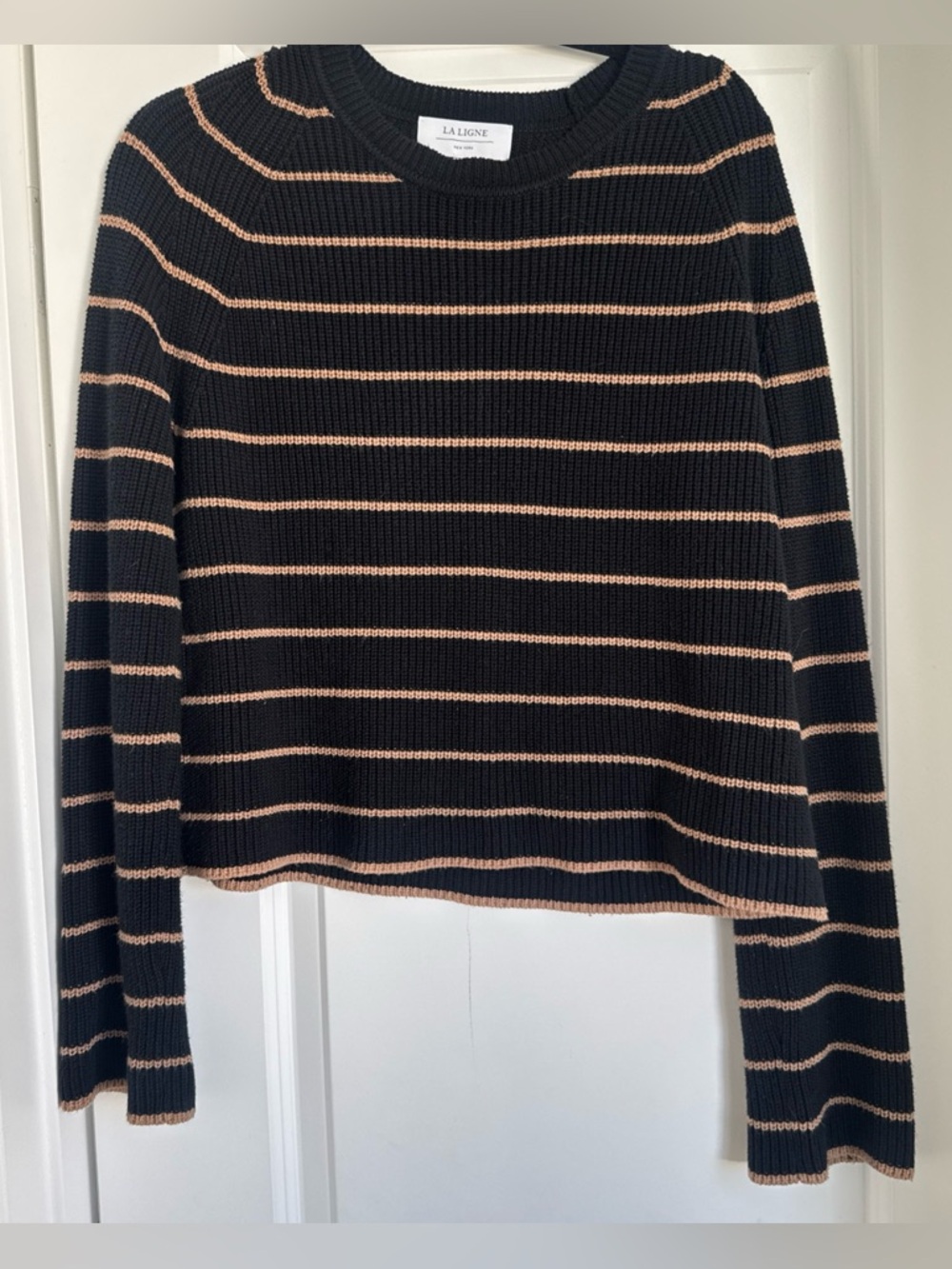 La Ligne Cashmere Cotton Striped Crew Neck Long Sleeve Sweater Size Medium